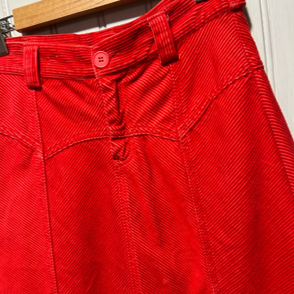 Red Cotton Corduroy Western Skirt